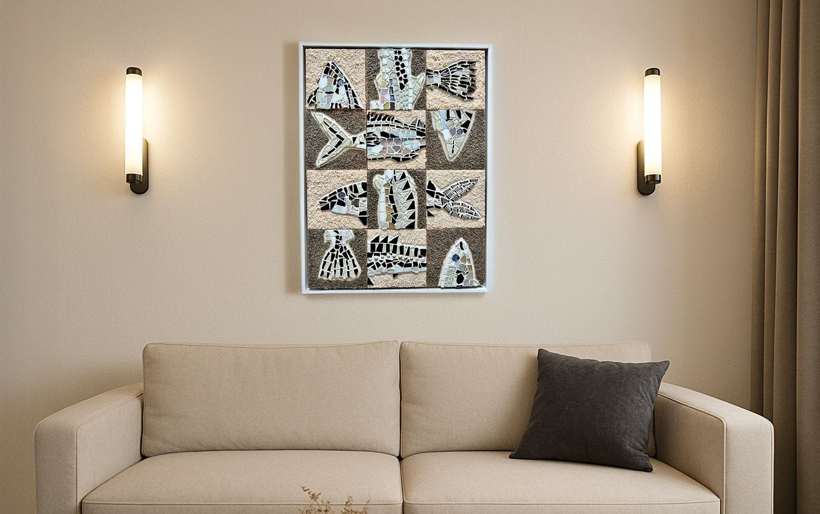 Fish on living room wall